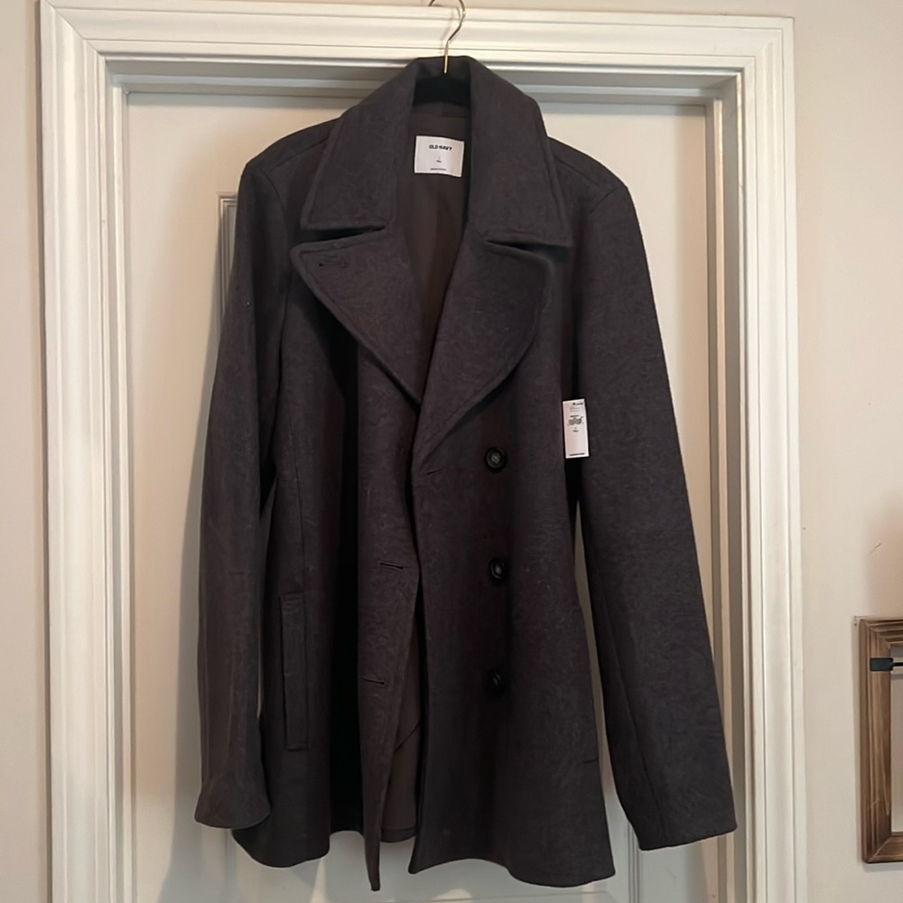 Old Navy Grey Pea Coat ** Brand New with Tags L - Tall